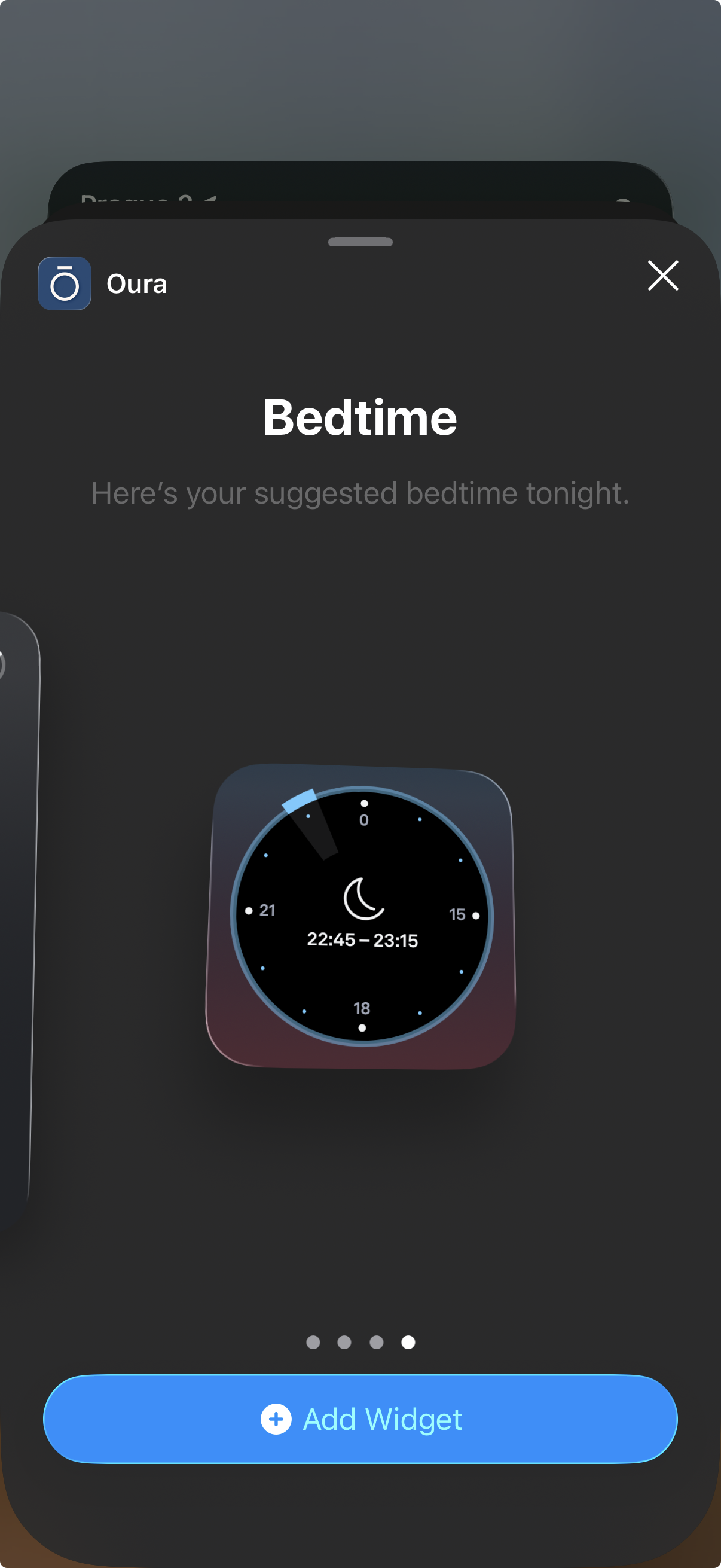 Oura Bedtime window widget